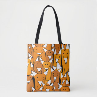 Charming Fox Family: Playful Animal Pattern Tote Bag