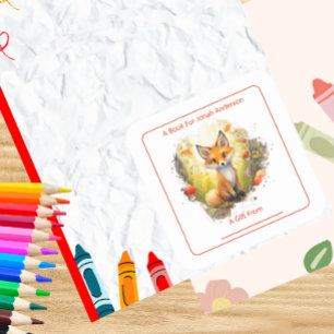 Charming Fox In The Forest Bookplate Square Sticker