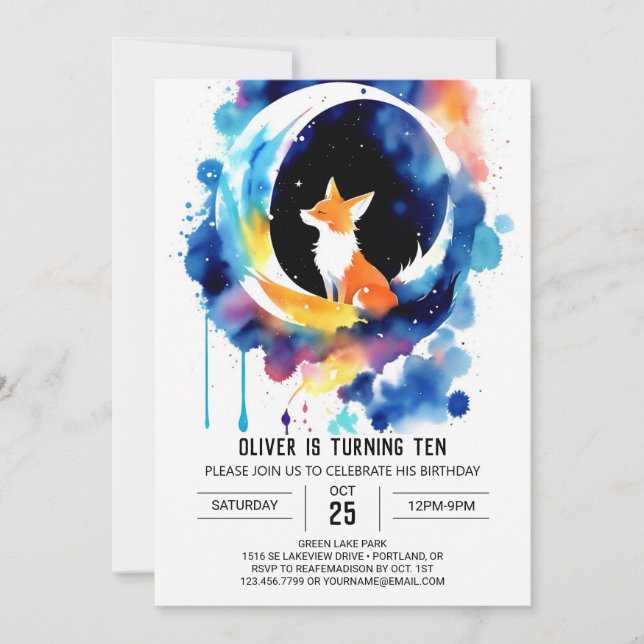 Charming Fox Tales Birthday Invitation (Front)