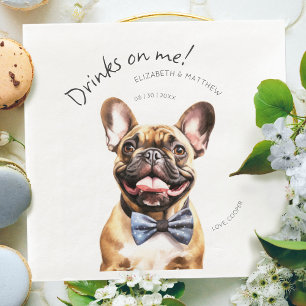 Charming French Bulldog Waiter Watercolor Napkin