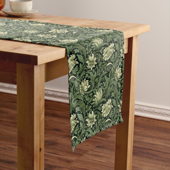 Charming French Green Provincial Elegance Long Table Runner (In Situ)
