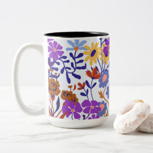 Charming & Freshness Modern Floral Two-Tone Coffee Mug