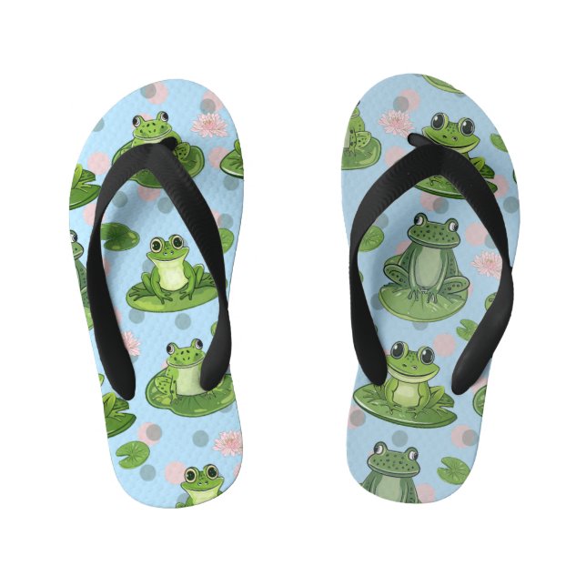 Charming Frog and Toad Pond Party Kid's Thongs (Footbed)
