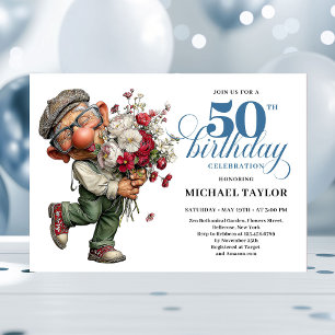 Charming Funny Man 50th Birthday Quirky Humor Invitation