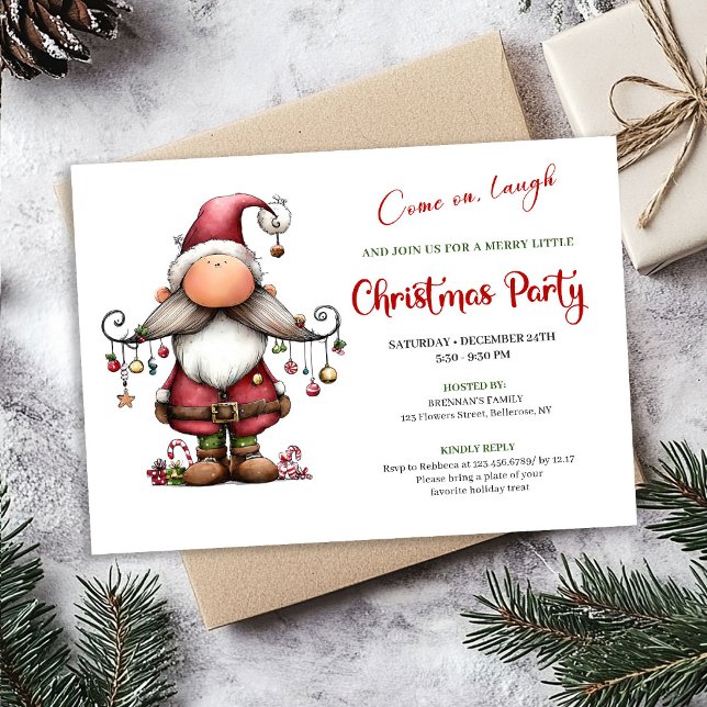 Charming Funny Santa Minimalist Holiday Invitation (Charming Funny Santa Minimalist Holiday Invitation)
