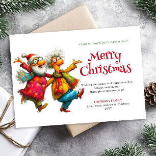 Charming Funny Woman Comic Christmas Editable Card