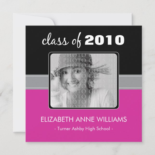 Charming Fuschia Custom Graduation Announcement (Front)