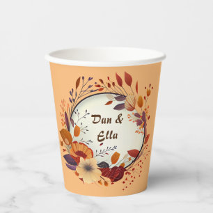 Charming Garden Affair Purple Brown Floral Wreath Paper Cups
