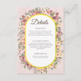 Charming Garden Floral Wedding Details Card