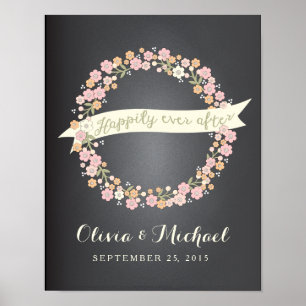 Charming Garden Floral Wreath II Wedding Poster