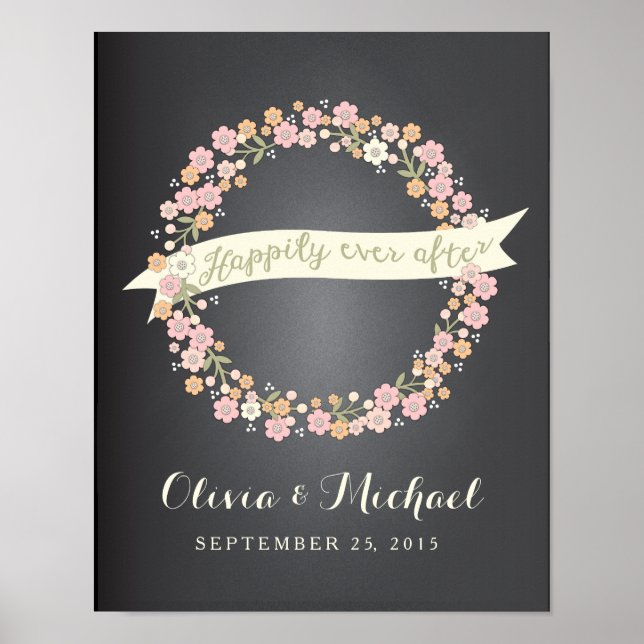 Charming Garden Floral Wreath II Wedding Poster (Front)