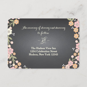 Charming Garden Floral Wreath II Wedding Reception Enclosure Card