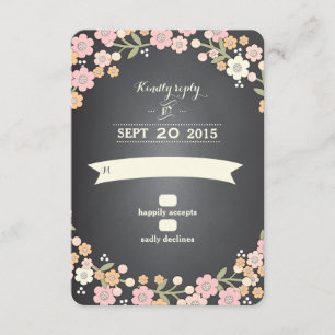 Charming Garden Floral Wreath II Wedding RSVP Card