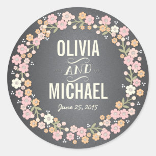Charming Garden Floral Wreath Personalised Sticker