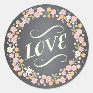Charming Garden Floral Wreath Wedding Love Sticker