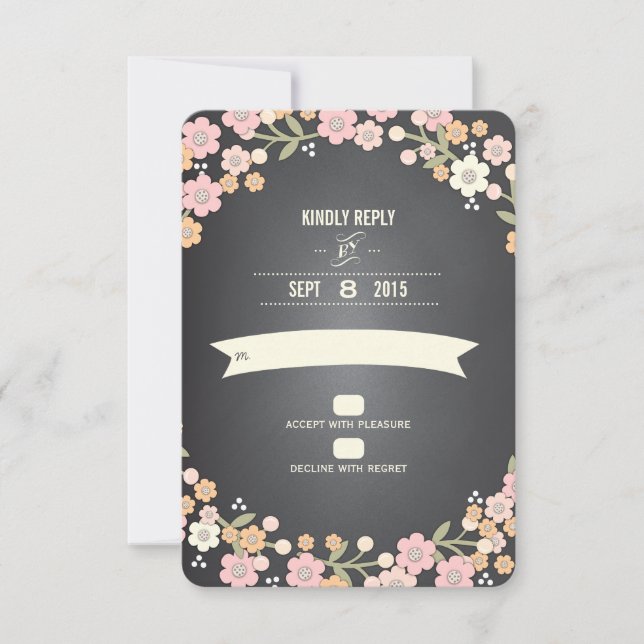 Charming Garden Floral Wreath Wedding RSVP Card (Front)