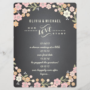 Charming Garden Floral Wreath Wedding Story Card