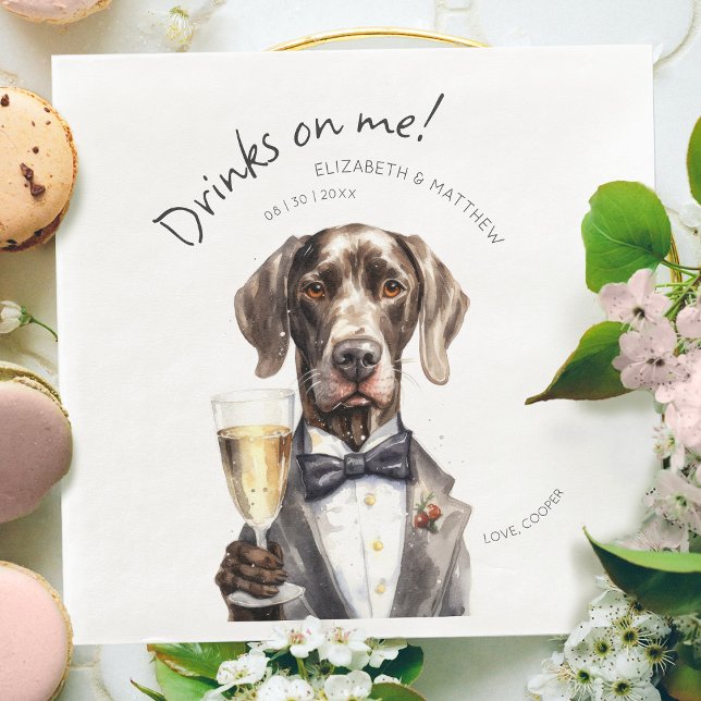 Charming German Shorthaired Pointer Watercolor Bar Napkin (Creator Uploaded)