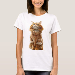 Charming Ginger Cat in Cosy Knitted Sweater