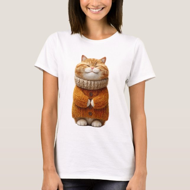 Charming Ginger Cat in Cosy Knitted Sweater 3D (Front)