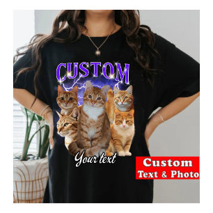 Charming Ginger & White Cat Custom Photo Design T-Shirt