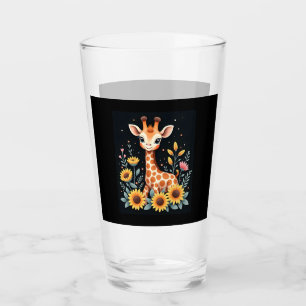 Charming Giraffe Surrounded By Flowers Long Sleeve Glass