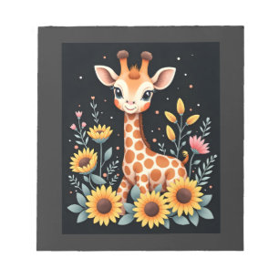Charming Giraffe Surrounded By Flowers Long Sleeve Notepad
