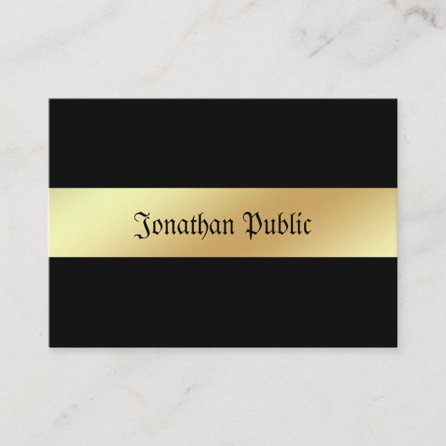 Charming Glamour Black Gold Elegant Trendy Luxury Business Card (Front)