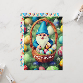 Charming Gnome Egg Basket Easter Brunch Invitation