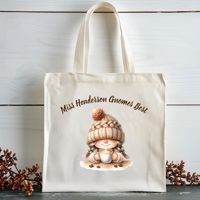 Charming Gnome Tote Bag (Teacher Knows Best Canvas Tote Gift bag)