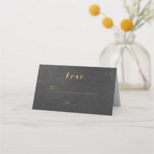 Charming Gold Foil Black Wedding Place Card