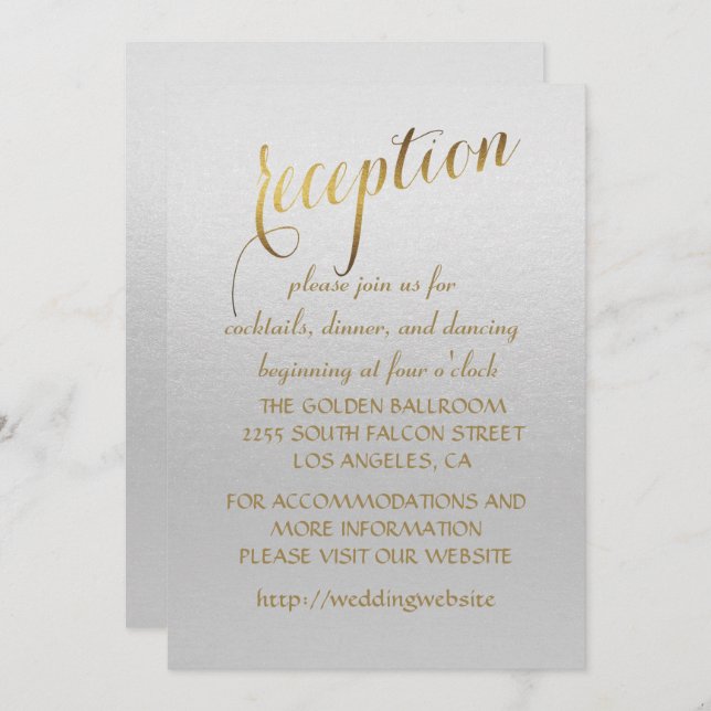 Charming Gold Foil Grey Wedding Invitation (Front/Back)