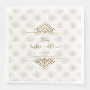 Charming Gold Great Gatsby Art Deco 1920s Wedding Napkin