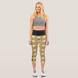 Charming Golden Lights Yoga Pattern Capri Leggings