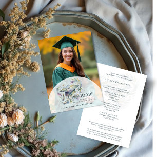 Charming Graduate Cap Blue and Green Shades Invitation