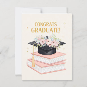 Charming Graduation Congrats Card with Floral Cap