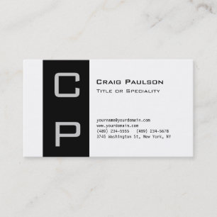 Charming Grey Black White Monogram Business Card
