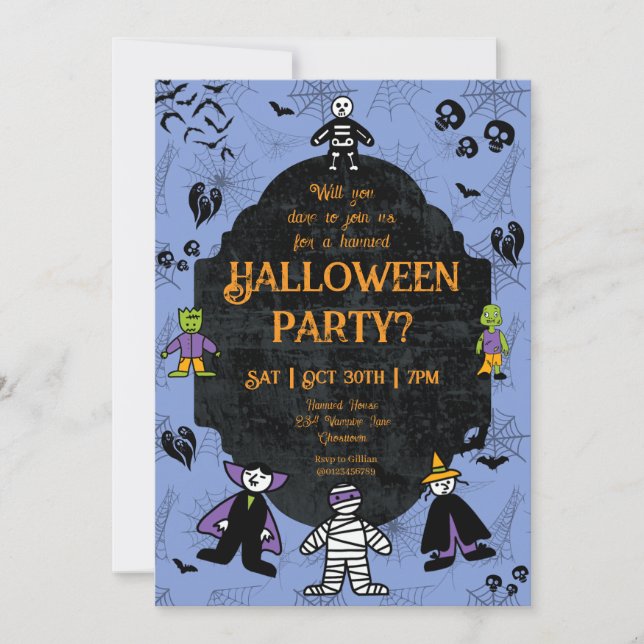 Charming Halloween Characters Party Invitation (Front)