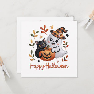Charming Halloween Greeting Card – Hand-Drawn Embr