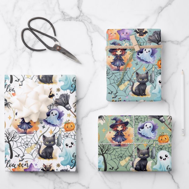 Charming Halloween Mixed Colours - Gift Wrap Sheet (Front)