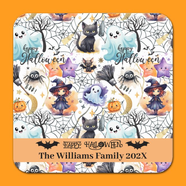 Charming Halloween Paper Coaster Customisable Name (Creator Uploaded)