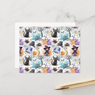 Charming Halloween Pattern Postcard