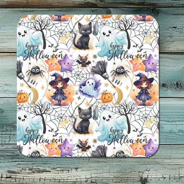 Charming Halloween Square Paper Coaster (Creator Uploaded)
