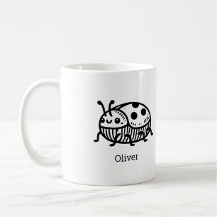 Charming Hand-Drawn Beetle Illustration Coffee Mug