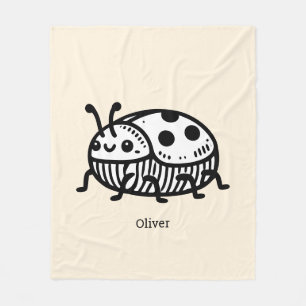 Charming Hand-Drawn Beetle Illustration Fleece Blanket