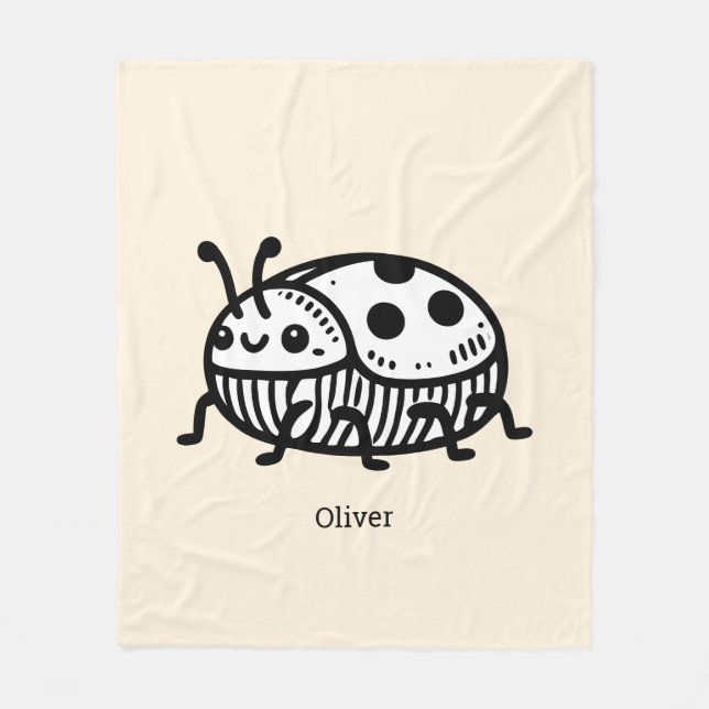 Charming Hand-Drawn Beetle Illustration  Fleece Blanket (Front)