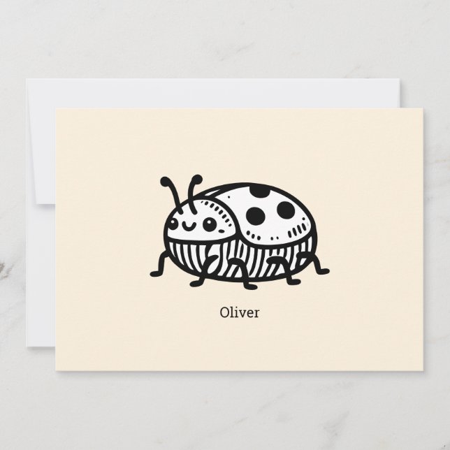Charming Hand-Drawn Beetle Illustration  Invitation (Front)