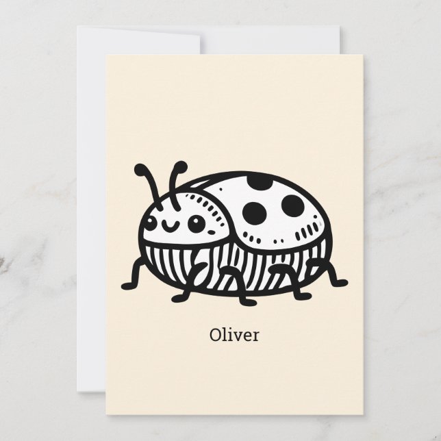 Charming Hand-Drawn Beetle Illustration  Invitation (Front)