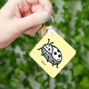 Charming Hand-Drawn Beetle Illustration Key Ring
