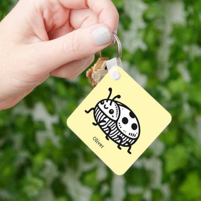 Charming Hand-Drawn Beetle Illustration  Key Ring (Hand)